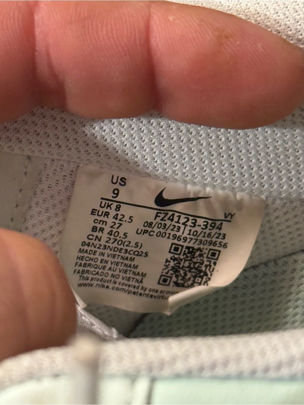 Nike Air Force 1 Mint/White Size 9 FZ4123-394